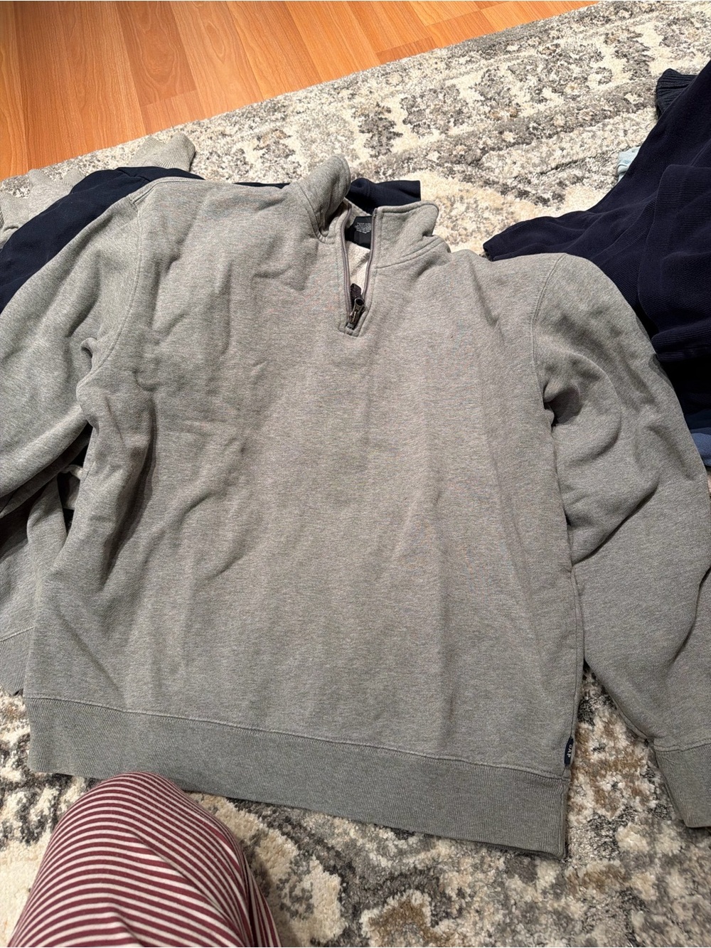 Men's Quarter-Zip Gray Sweater
